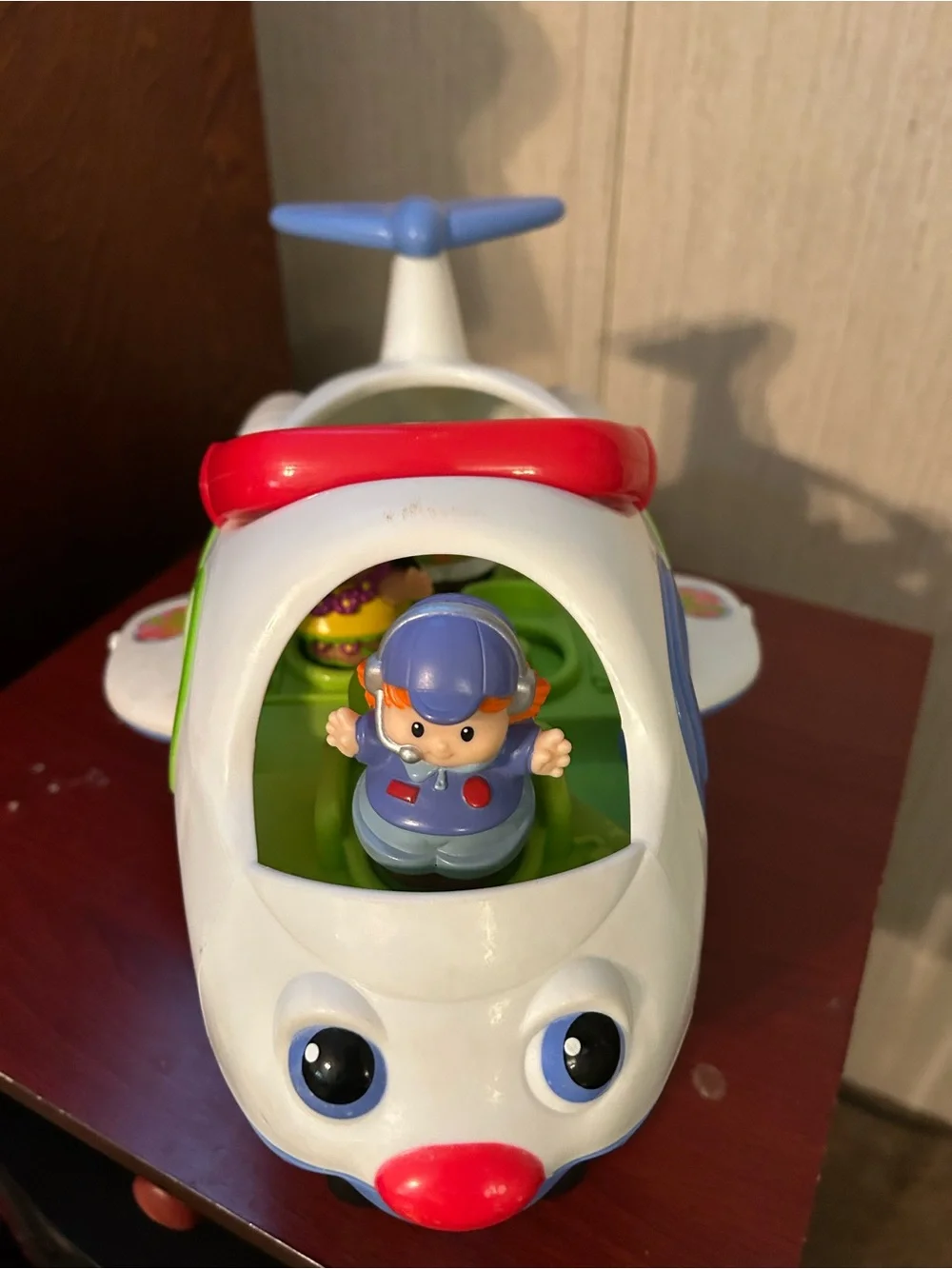 Fisher-Price White, Blue, Red Kids Airplane Toy with Pilot